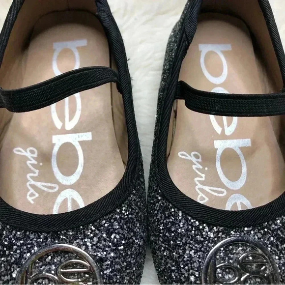 Bebe Toddler Glitter Flats Black Size 8 - Picture 2 of 16